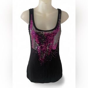 Charlotte Russe Black and Pink Sequin Tank Top